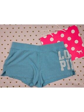 Victorias Secret PINK LOVE Vintage y2k Sweat Booty Shorts Blue Small